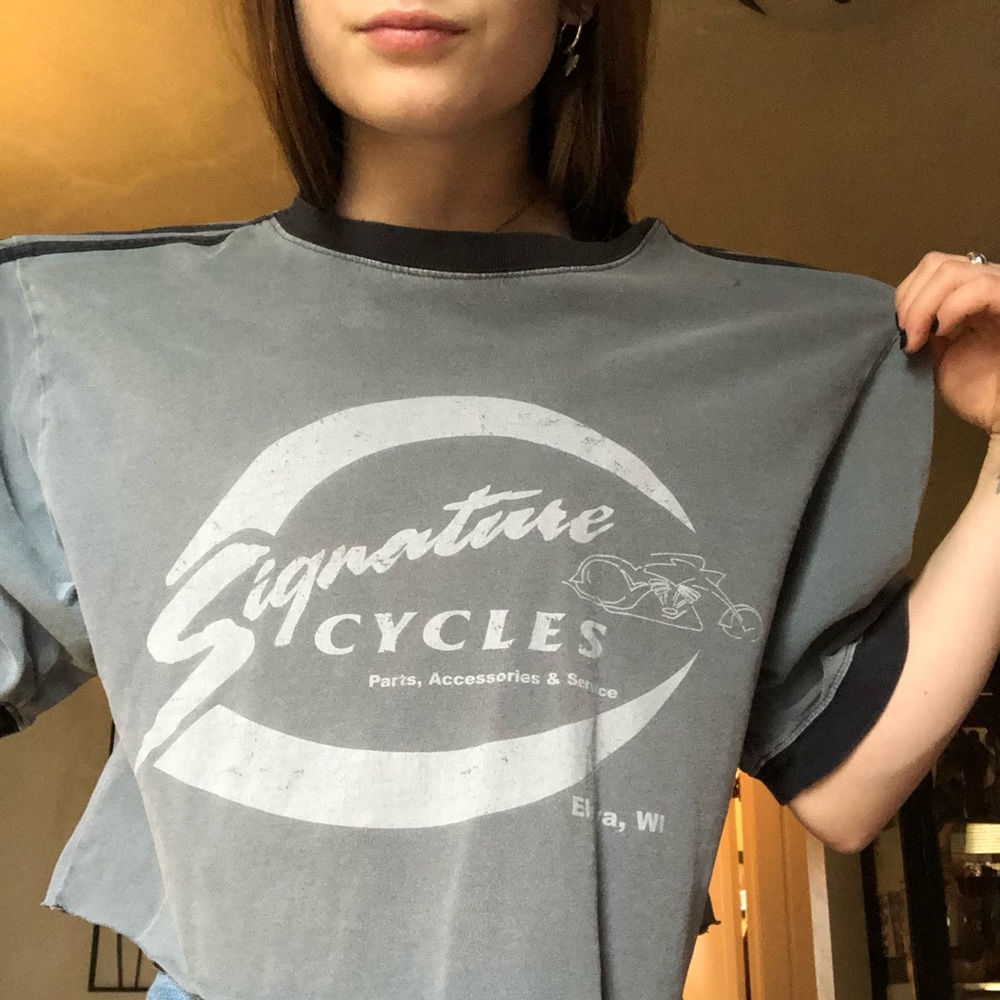 Vintage motorcycle crop top.